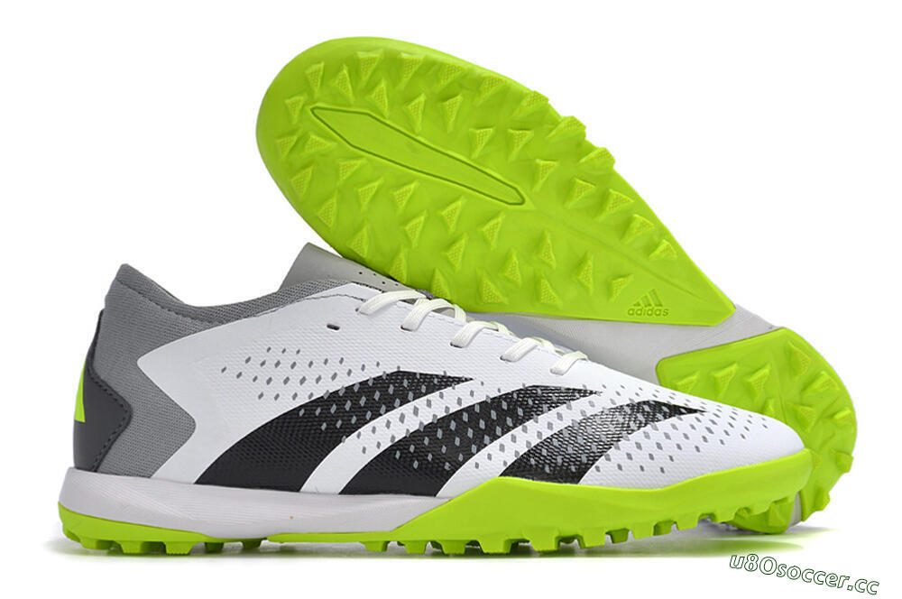 Men's Adidas Predator Accuracy.3 TF Artificial Turf Low-Tops Football Shoes - White/Black/Green/Grey 2