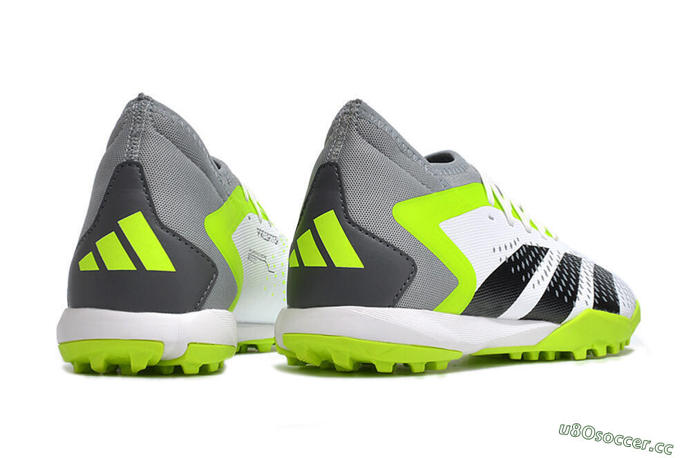 Men's Adidas Predator Accuracy.3 TF Artificial Turf High-Tops Football Shoes - White/Black/Green/Grey 6