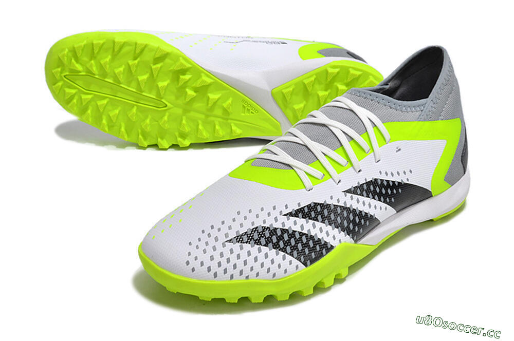 Men's Adidas Predator Accuracy.3 TF Artificial Turf High-Tops Football Shoes - White/Black/Green/Grey 3