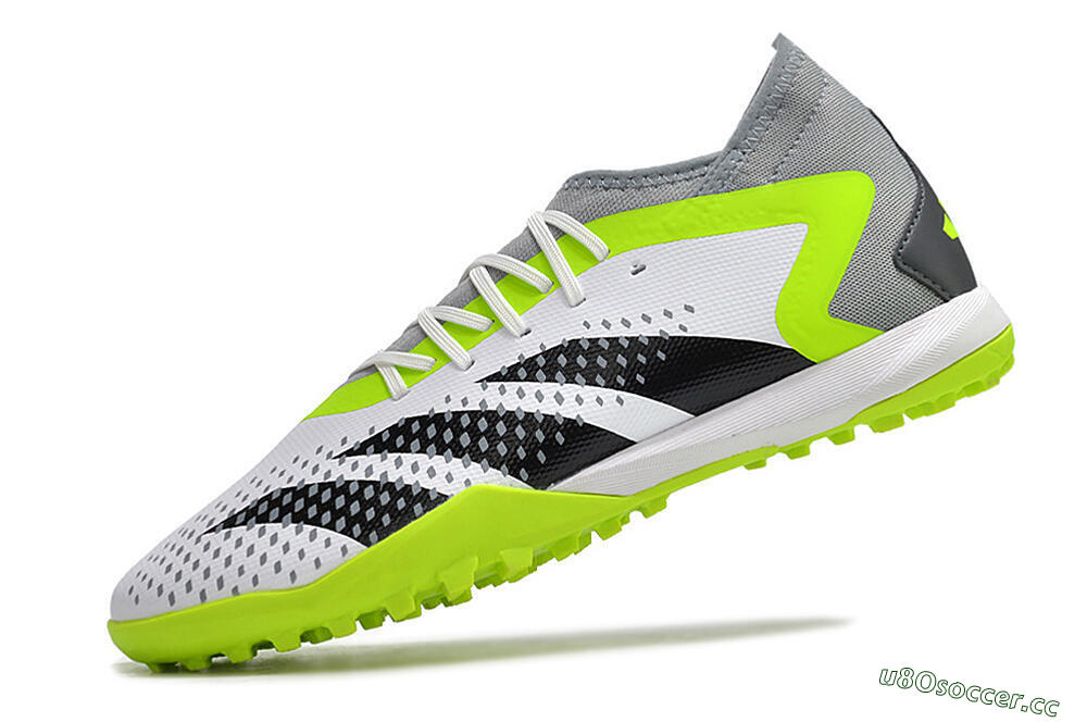 Men's Adidas Predator Accuracy.3 TF Artificial Turf High-Tops Football Shoes - White/Black/Green/Grey 5