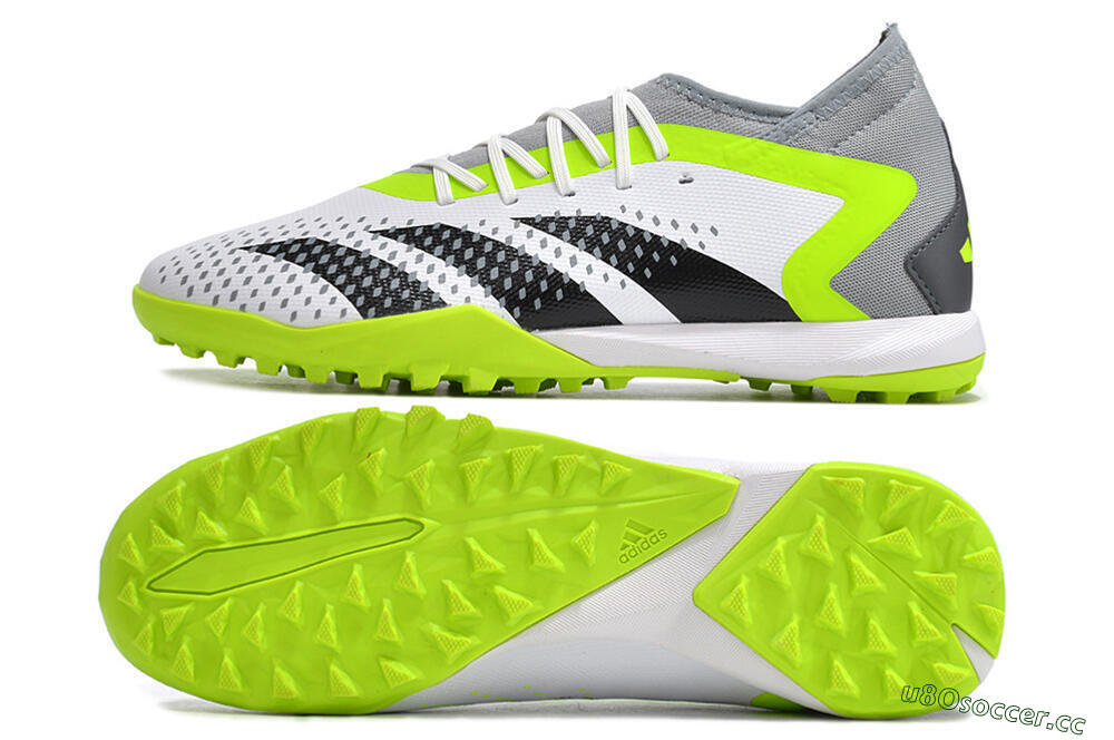 Men's Adidas Predator Accuracy.3 TF Artificial Turf High-Tops Football Shoes - White/Black/Green/Grey 1