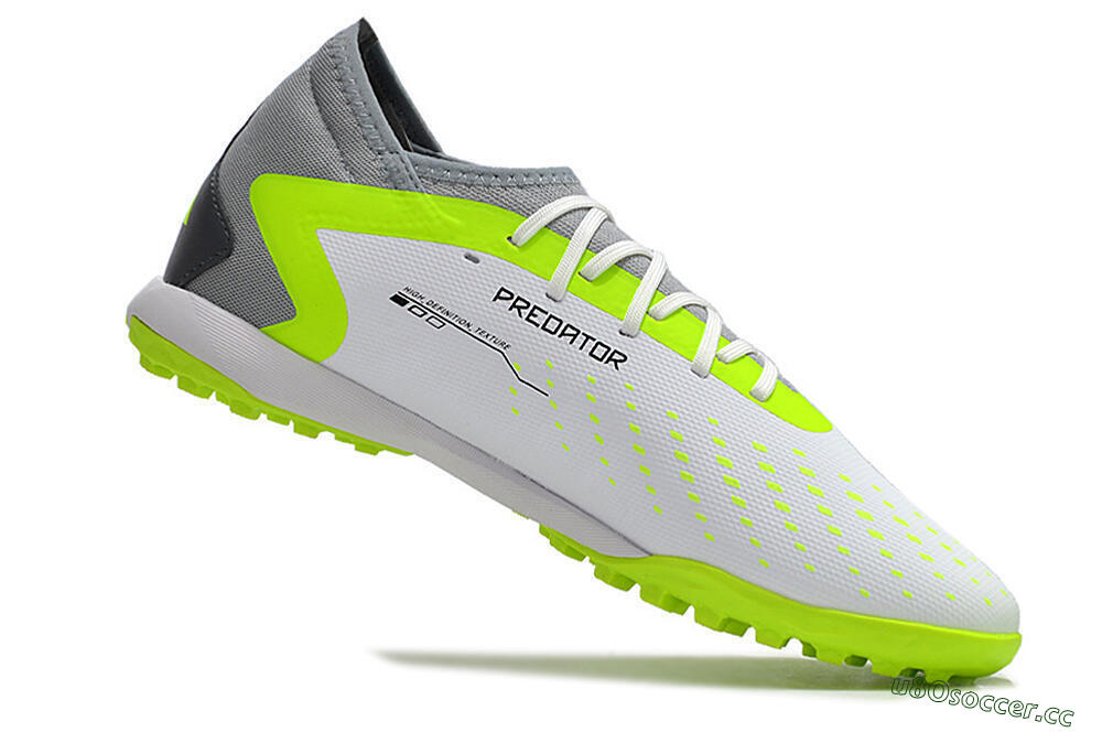 Men's Adidas Predator Accuracy.3 TF Artificial Turf High-Tops Football Shoes - White/Black/Green/Grey 4