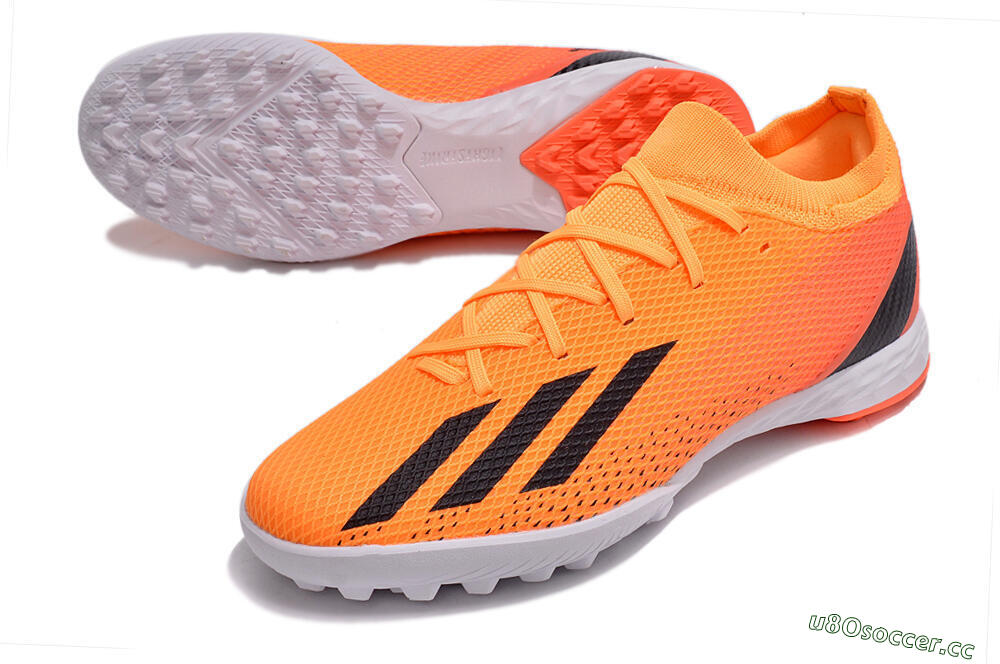 Men's Adidas X Speedportal.3 TF Artificial Turf Low-Tops Football Shoes - Orange/Black/White 3