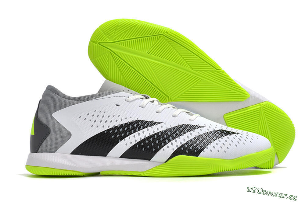 Men's Adidas Predator Accuracy.3 IC Indoor & Futsal Low-Tops Football Shoes - White/Black/Green/Grey 2