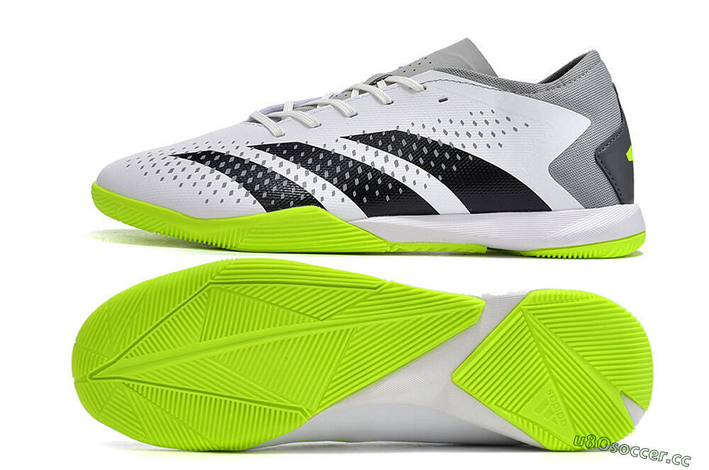 Men's Adidas Predator Accuracy.3 IC Indoor & Futsal Low-Tops Football Shoes - White/Black/Green/Grey 1