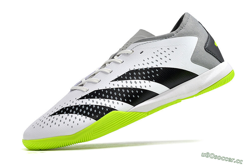 Men's Adidas Predator Accuracy.3 IC Indoor & Futsal Low-Tops Football Shoes - White/Black/Green/Grey 4