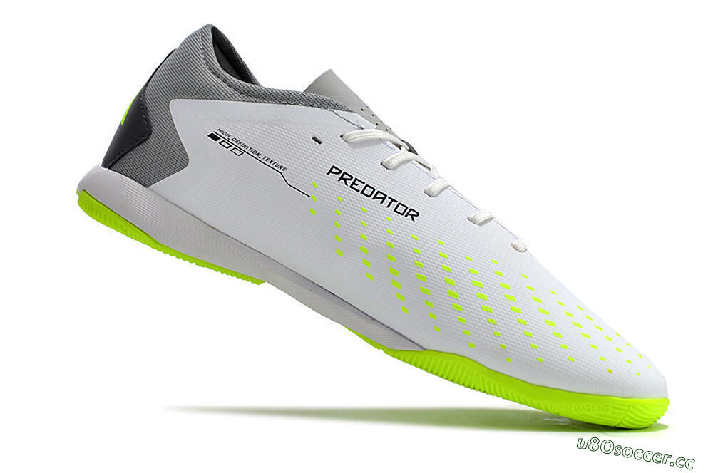 Men's Adidas Predator Accuracy.3 IC Indoor & Futsal Low-Tops Football Shoes - White/Black/Green/Grey 5