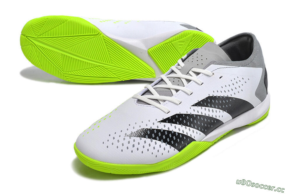 Men's Adidas Predator Accuracy.3 IC Indoor & Futsal Low-Tops Football Shoes - White/Black/Green/Grey 3