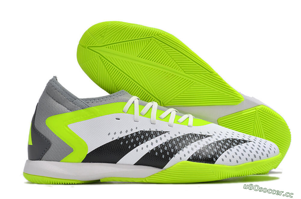 Men's Adidas Predator Accuracy.1 IC Indoor & Futsal High-Tops Football Shoes - White/Black/Green/Grey 2