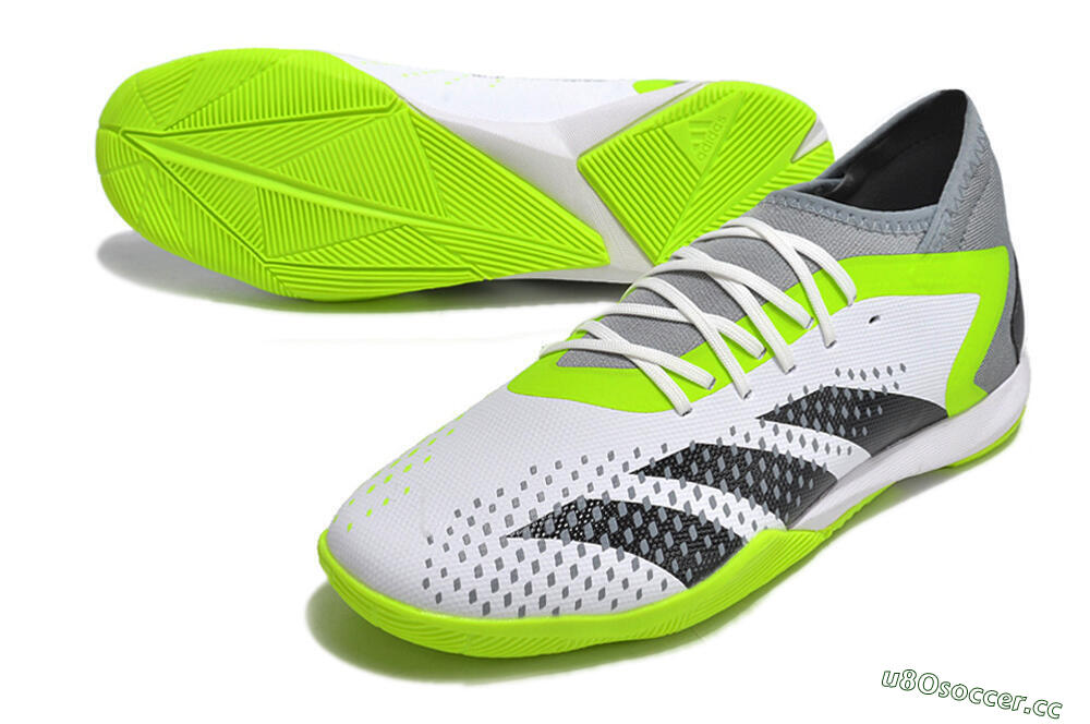 Men's Adidas Predator Accuracy.1 IC Indoor & Futsal High-Tops Football Shoes - White/Black/Green/Grey 3