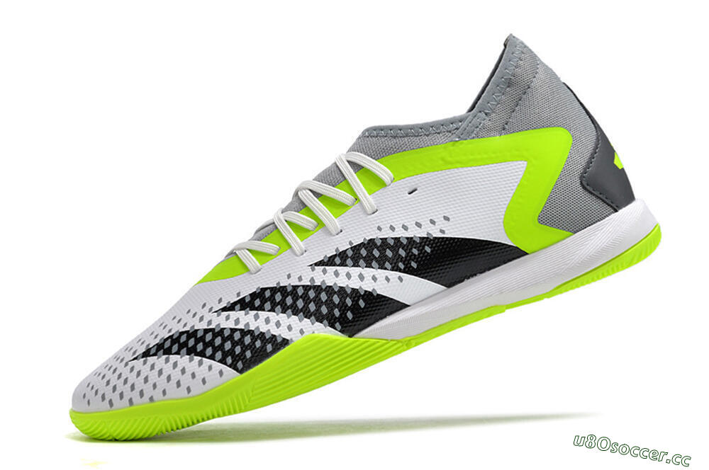 Men's Adidas Predator Accuracy.1 IC Indoor & Futsal High-Tops Football Shoes - White/Black/Green/Grey 5