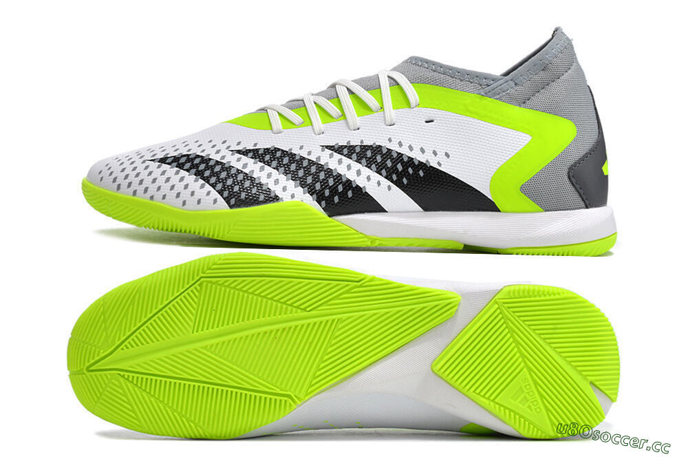 Men's Adidas Predator Accuracy.1 IC Indoor & Futsal High-Tops Football Shoes - White/Black/Green/Grey 1