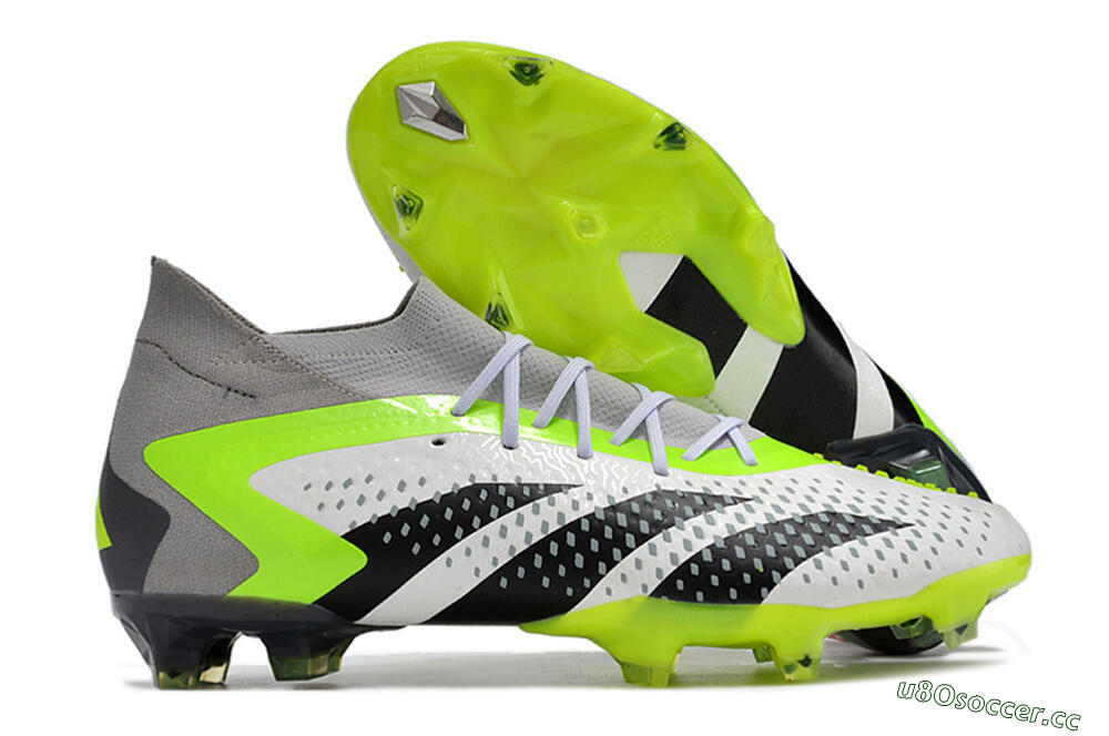 Men's Adidas Predator Accuracy.1 FG Firm Ground High-Tops Football Boots - White/Black/Green/Grey 2