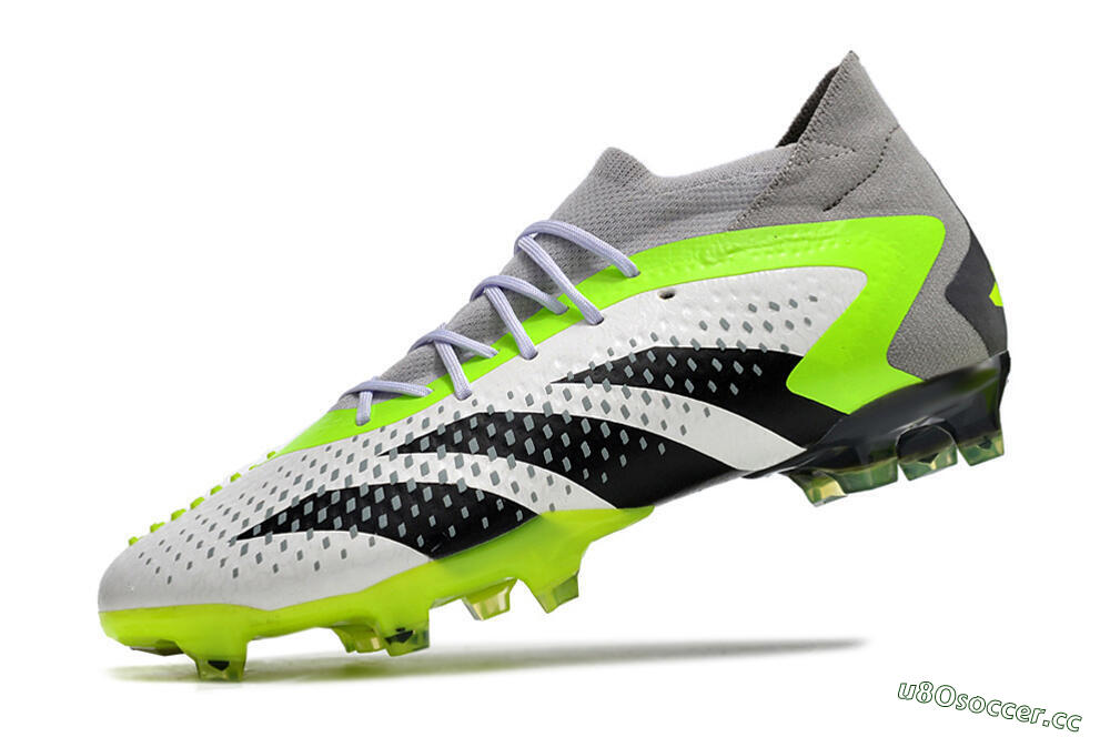 Men's Adidas Predator Accuracy.1 FG Firm Ground High-Tops Football Boots - White/Black/Green/Grey 5