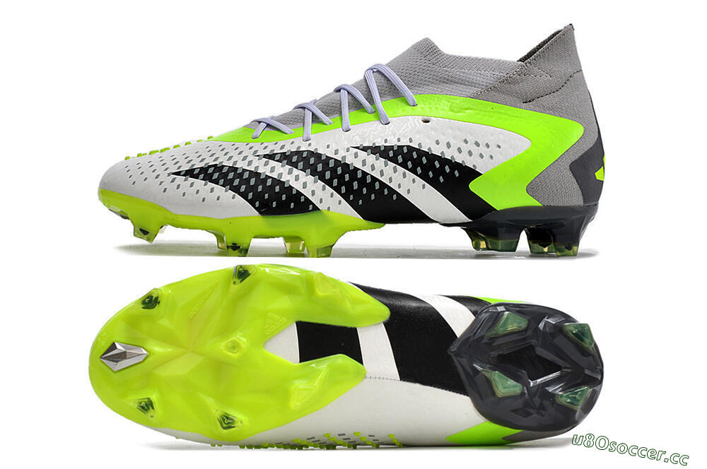 Men's Adidas Predator Accuracy.1 FG Firm Ground High-Tops Football Boots - White/Black/Green/Grey 1