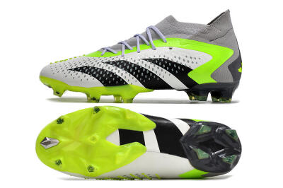 Men's Adidas Predator Accuracy.1 FG Firm Ground High-Tops Football Boots - White/Black/Green/Grey