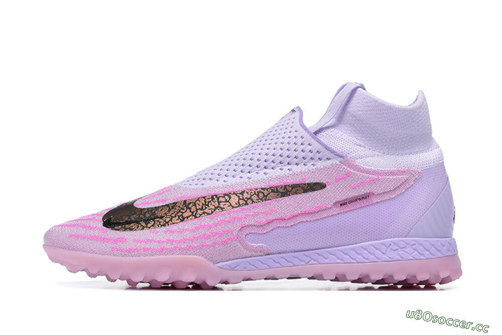 Men's Nike Phantom GX Elite DF TF Artificial Turf High-Tops Football Shoes - Purple/Pink/Black 0