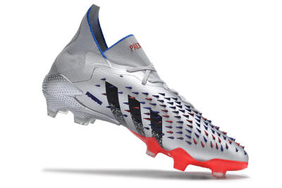 Men's Adidas Predator Freak.1 FG Firm Ground High-Tops Football Boots - Sliver/Black/Red