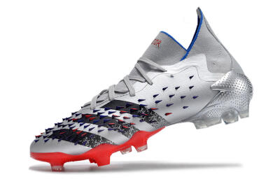 Men's Adidas Predator Freak.1 FG Firm Ground High-Tops Football Boots - Sliver/Black/Red