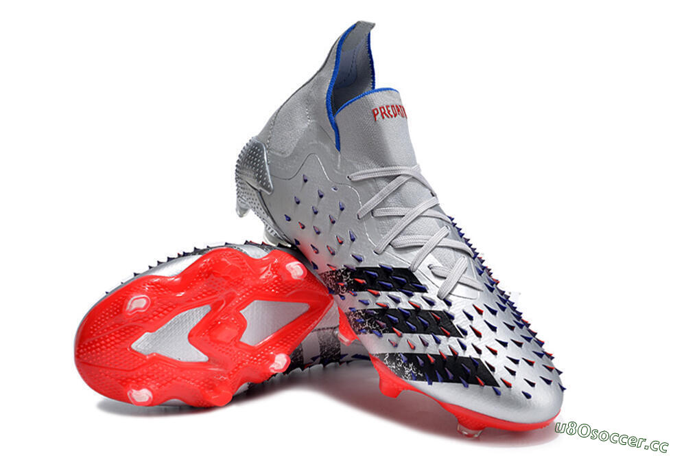 Men's Adidas Predator Freak.1 FG Firm Ground High-Tops Football Boots - Sliver/Black/Red 3