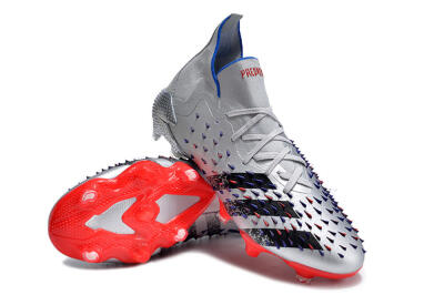 Men's Adidas Predator Freak.1 FG Firm Ground High-Tops Football Boots - Sliver/Black/Red