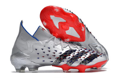 Men's Adidas Predator Freak.1 FG Firm Ground High-Tops Football Boots - Sliver/Black/Red
