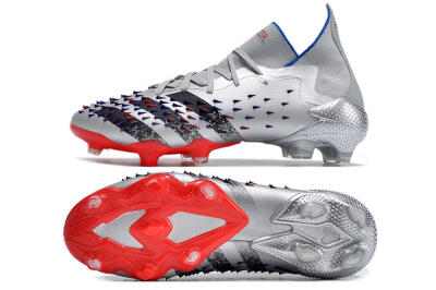 Men's Adidas Predator Freak.1 FG Firm Ground High-Tops Football Boots - Sliver/Black/Red