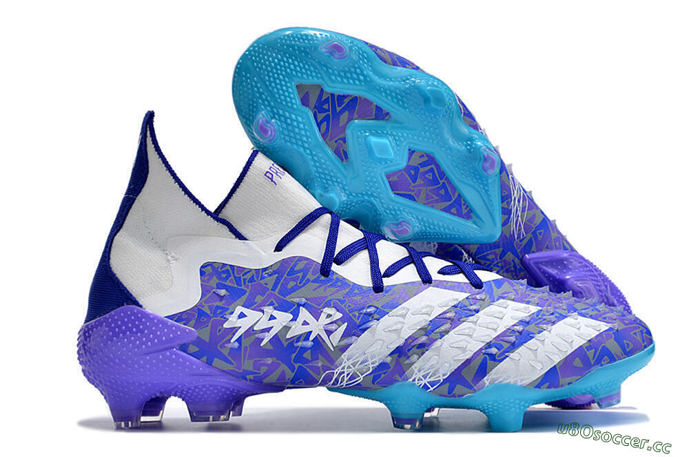 Men's Adidas Predator Freak.1 FG Firm Ground High-Tops Football Boots - Purple/White/Blue 2