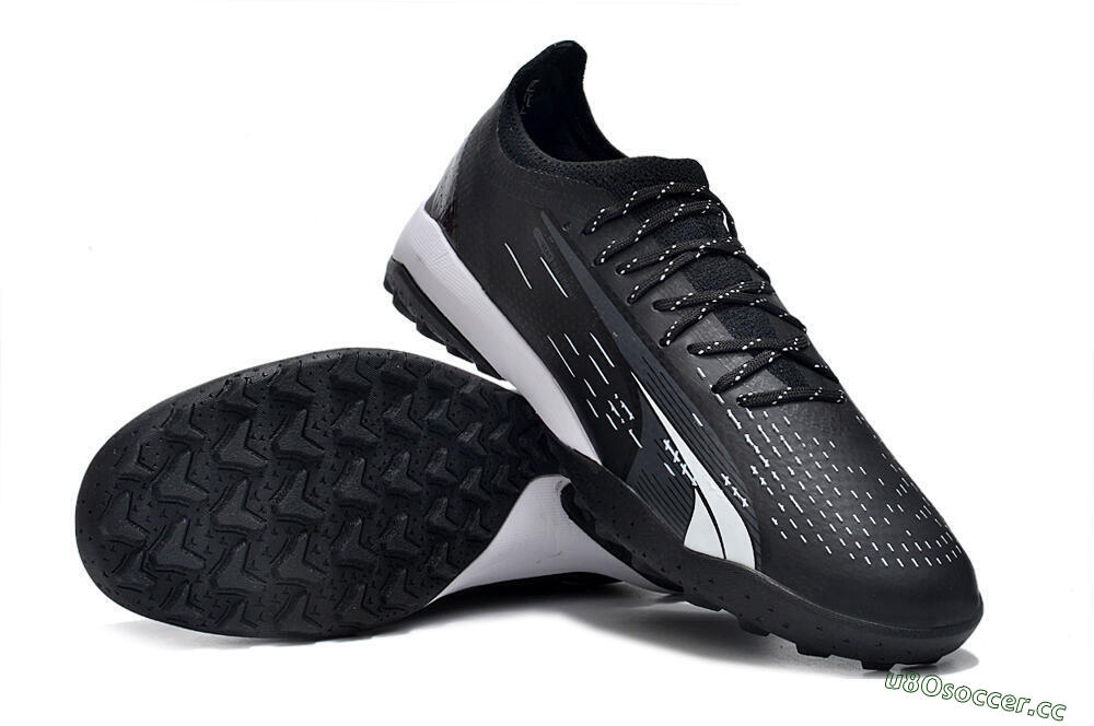 Men's Puma Ultra Ultimate TF Artificial Turf Low-Tops Football Shoes - Black/White 3