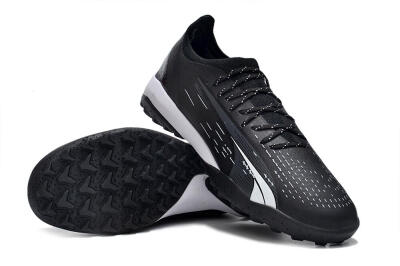 Men's Puma Ultra Ultimate TF Artificial Turf Low-Tops Football Shoes - Black/White