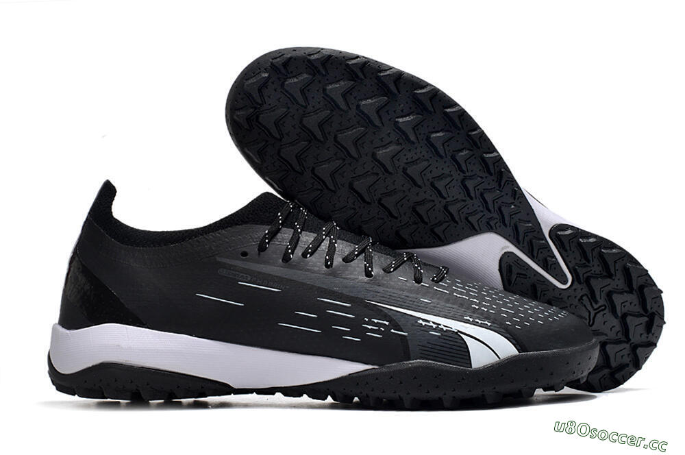 Men's Puma Ultra Ultimate TF Artificial Turf Low-Tops Football Shoes - Black/White 2