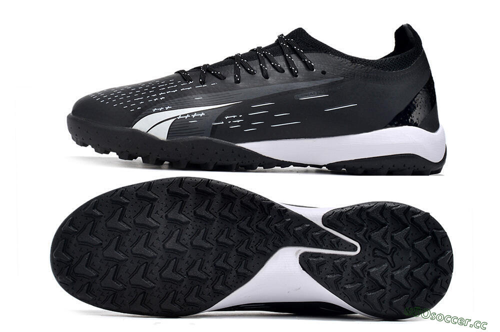 Men's Puma Ultra Ultimate TF Artificial Turf Low-Tops Football Shoes - Black/White 1
