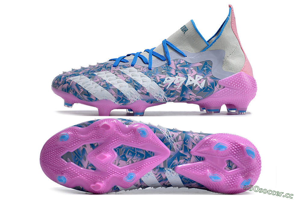 Men's Adidas Predator Freak.1 FG Firm Ground High-Tops Football Boots - Purple/White/Blue/Pink 1