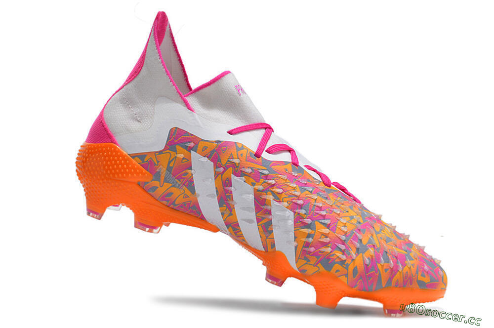 Men's Adidas Predator Freak.1 FG Firm Ground High-Tops Football Boots - White/Pink/Orange 4
