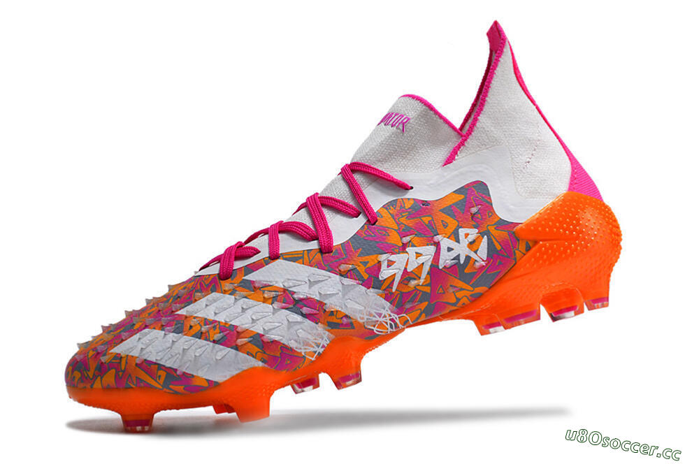 Men's Adidas Predator Freak.1 FG Firm Ground High-Tops Football Boots - White/Pink/Orange 5