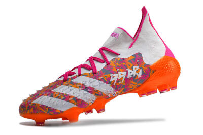 Men's Adidas Predator Freak.1 FG Firm Ground High-Tops Football Boots - White/Pink/Orange