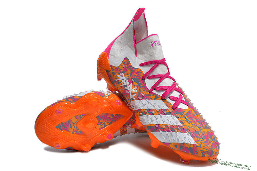 Men's Adidas Predator Freak.1 FG Firm Ground High-Tops Football Boots - White/Pink/Orange 3