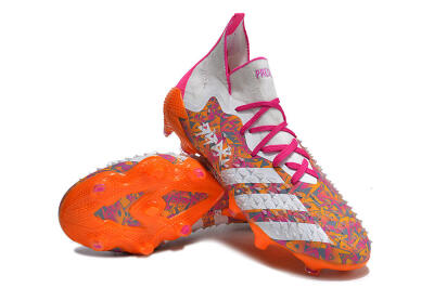 Men's Adidas Predator Freak.1 FG Firm Ground High-Tops Football Boots - White/Pink/Orange