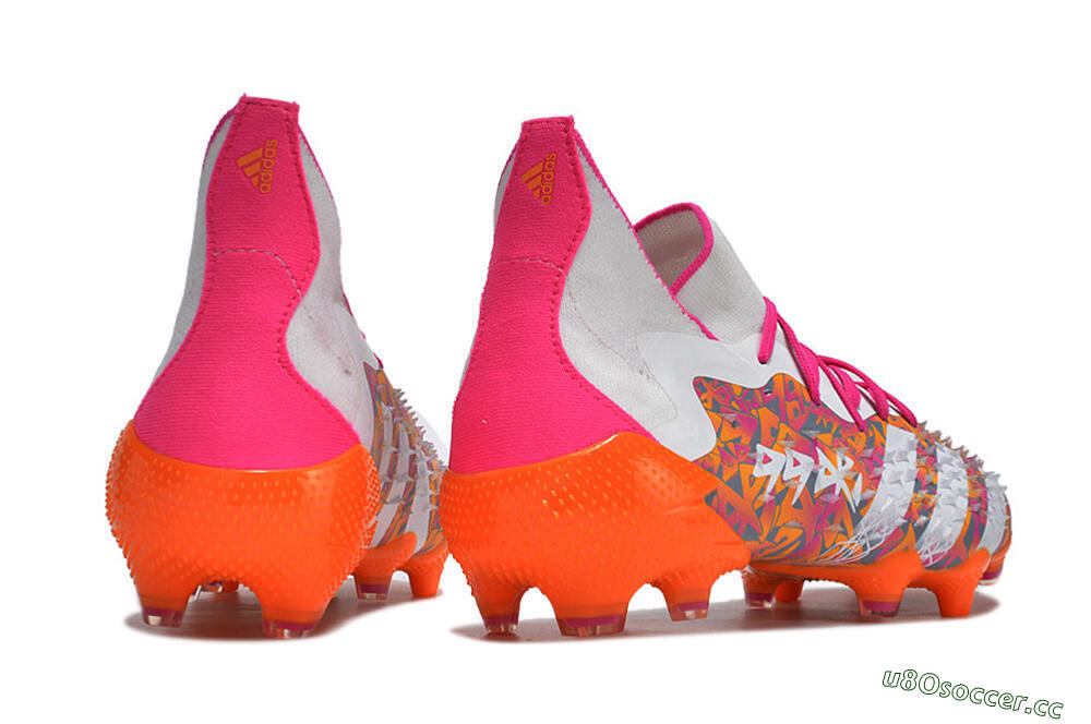 Men's Adidas Predator Freak.1 FG Firm Ground High-Tops Football Boots - White/Pink/Orange 6