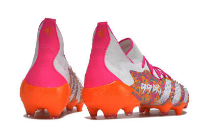 Men's Adidas Predator Freak.1 FG Firm Ground High-Tops Football Boots - White/Pink/Orange