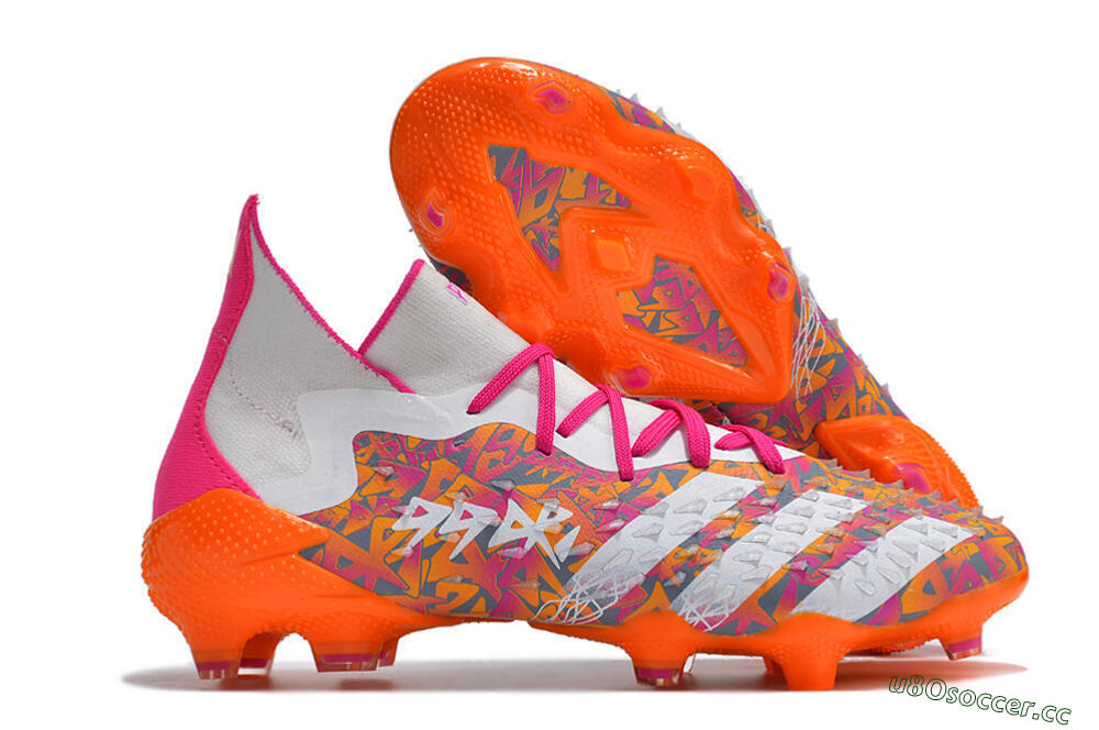 Men's Adidas Predator Freak.1 FG Firm Ground High-Tops Football Boots - White/Pink/Orange 2