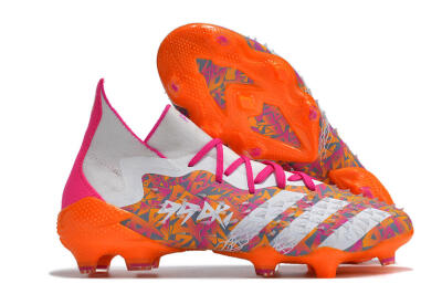 Men's Adidas Predator Freak.1 FG Firm Ground High-Tops Football Boots - White/Pink/Orange