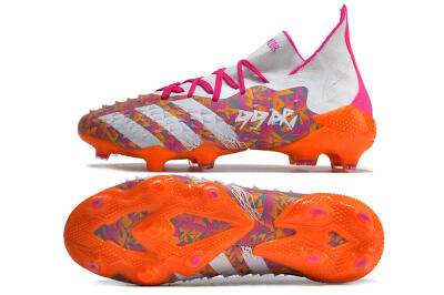 Men's Adidas Predator Freak.1 FG Firm Ground High-Tops Football Boots - White/Pink/Orange