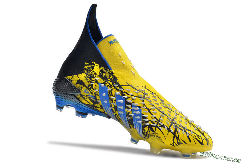 Men's Adidas Predator Freak+ FG Firm Ground High-Tops Football Boots - Yellow/Blue/Black 4