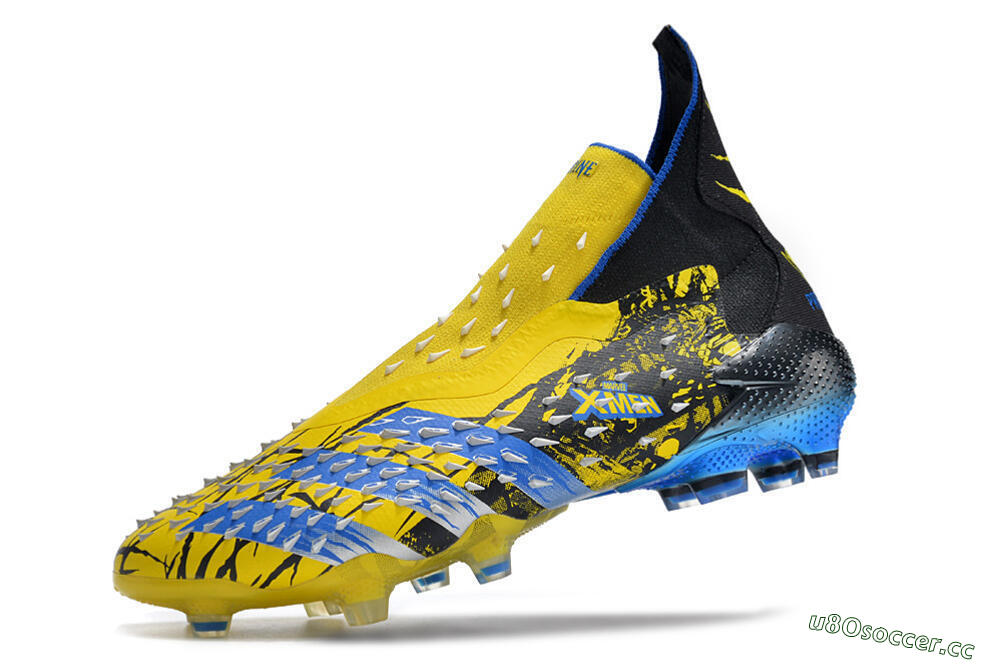 Men's Adidas Predator Freak+ FG Firm Ground High-Tops Football Boots - Yellow/Blue/Black 5