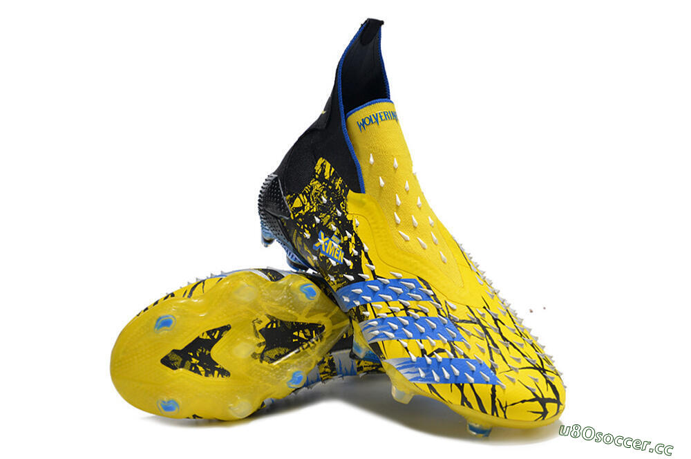 Men's Adidas Predator Freak+ FG Firm Ground High-Tops Football Boots - Yellow/Blue/Black 3