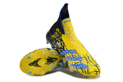 Men's Adidas Predator Freak+ FG Firm Ground High-Tops Football Boots - Yellow/Blue/Black