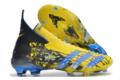 Men's Adidas Predator Freak+ FG Firm Ground High-Tops Football Boots - Yellow/Blue/Black