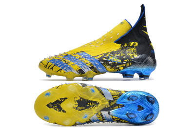Men's Adidas Predator Freak+ FG Firm Ground High-Tops Football Boots - Yellow/Blue/Black