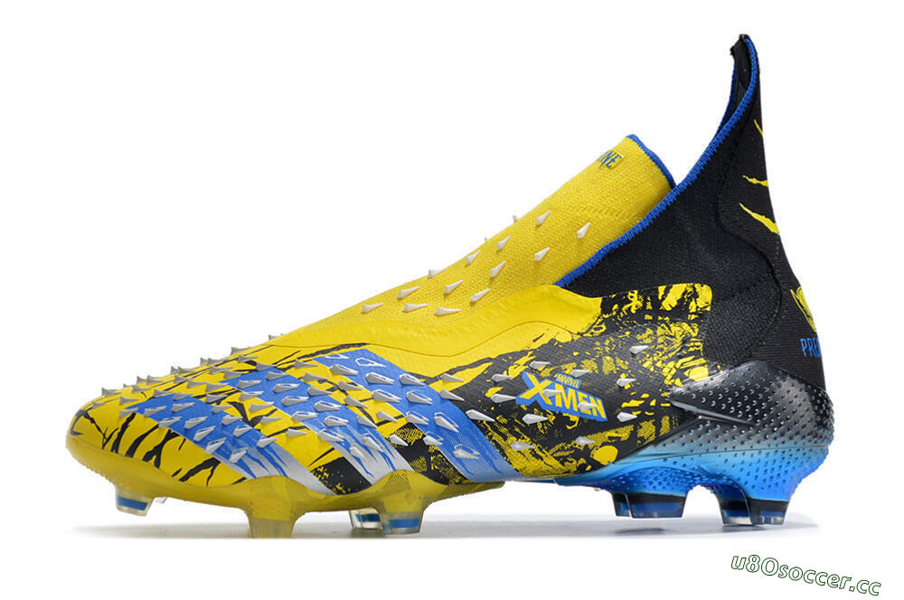 Men's Adidas Predator Freak+ FG Firm Ground High-Tops Football Boots - Yellow/Blue/Black 0